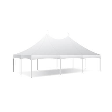 20' x 30' Master Series High Peak Frame Tent, Sectional Tent Top, Complete, white outdoor event tent with high peak roof and sectional design.
