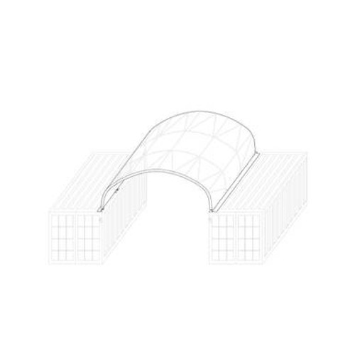 33'W x 40'L x 16'4"H Crestline Single Truss Arch Container Shelter, Arched Side 33'W x 40'L x 16'4"H Crestline Single Truss Arch Container Shelter, Arched Side