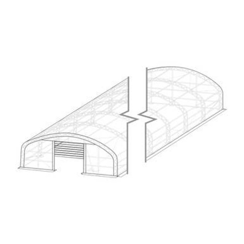 40'W x 70'L x 21'H Crestline Double Truss Arch Shelter, Vertical Side 40'W x 70'L x 21'H Crestline Double Truss Arch Shelter, Vertical Side