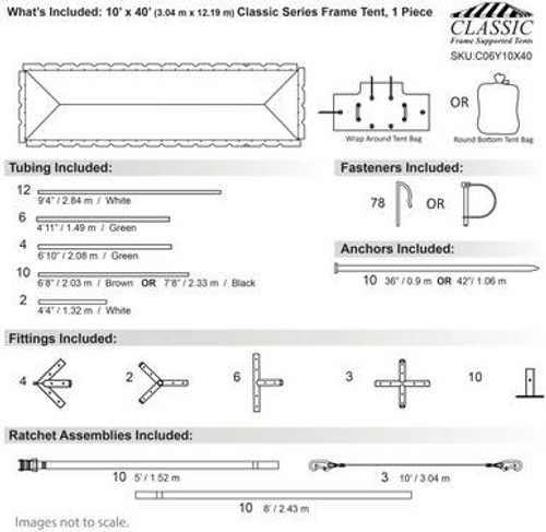 10' x 40' Classic Series Frame Tent, 1 Piece Tent Top, Complete 10' x 40' Classic Series Frame Tent, 1 Piece Tent Top, Complete