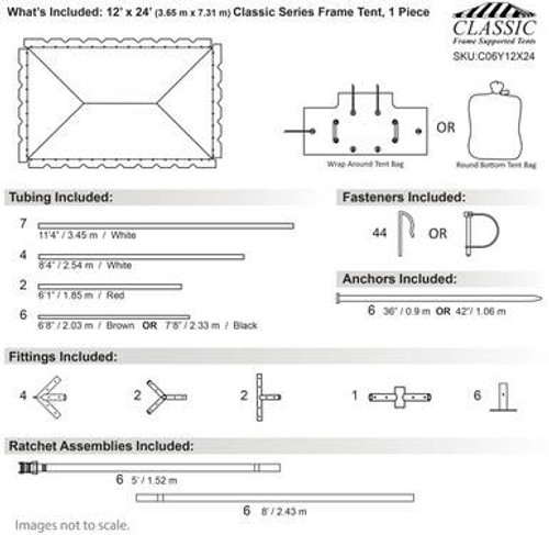 12' x 24' Classic Series Frame Tent, 1 Piece Tent Top, Complete 12' x 24' Classic Series Frame Tent, 1 Piece Tent Top, Complete