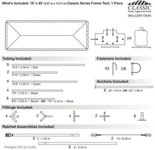 15' x 45' Classic Series Frame Tent, 1 Piece Tent Top, Complete 15' x 45' Classic Series Frame Tent, 1 Piece Tent Top, Complete