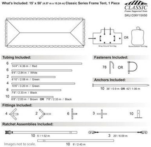 15' x 50' Classic Series Frame Tent, 1 Piece Tent Top, Complete 15' x 50' Classic Series Frame Tent, 1 Piece Tent Top, Complete