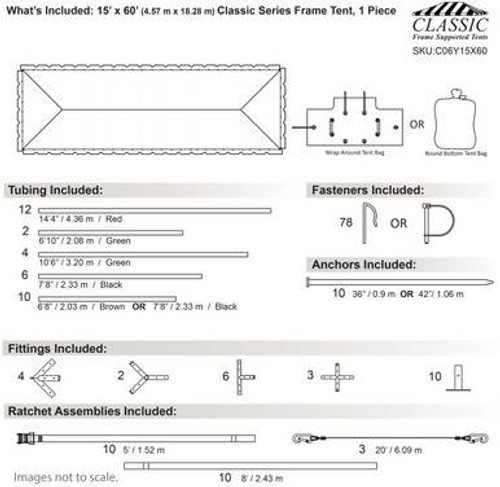 15' x 60' Classic Series Frame Tent, 1 Piece Tent Top, Complete 15' x 60' Classic Series Frame Tent, 1 Piece Tent Top, Complete