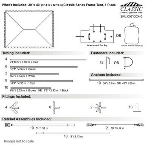 30' x 40' Classic Series Frame Tent, 1 Piece Tent Top, Complete 30' x 40' Classic Series Frame Tent, 1 Piece Tent Top, Complete