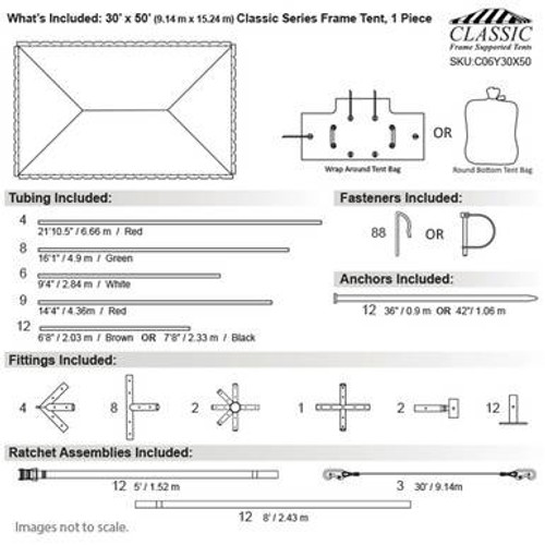 30' x 50' Classic Series Frame Tent, 1 Piece Tent Top, Complete 30' x 50' Classic Series Frame Tent, 1 Piece Tent Top, Complete