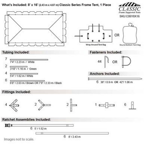 8' x 16' Classic Series Frame Tent, 1 Piece Tent Top, Complete 8' x 16' Classic Series Frame Tent, 1 Piece Tent Top, Complete