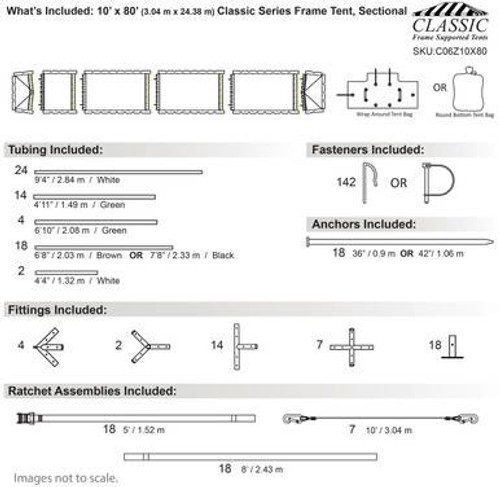 10' x 80' Classic Series Frame Tent, Sectional Tent Top, Complete