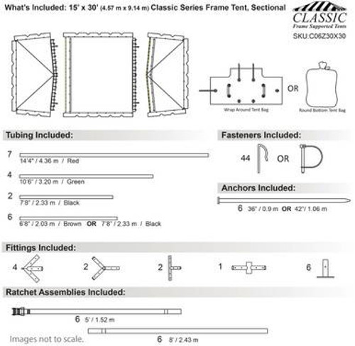 15' x 30' Classic Series Frame Tent, Sectional Tent Top, Complete 15' x 30' Classic Series Frame Tent, Sectional Tent Top, Complete