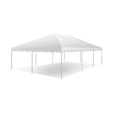 Celina Tent 20' x 30' Classic Series Frame Tent, Sectional Tent Top, Complete, white sectional tent with frame structure and removable top for outdoor events.
