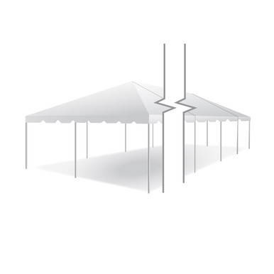 20' x 50' Classic Series Frame Tent, Sectional Tent Top, Complete, with a white fabric canopy supported by a steel frame, ideal for outdoor events and gatherings.