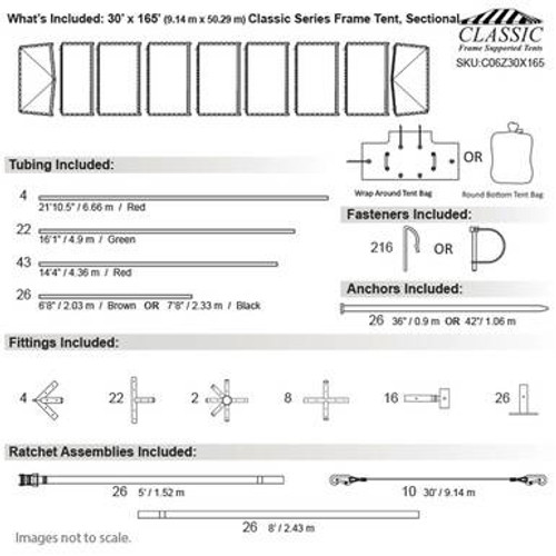 30' x 165' Classic Series Frame Tent, Sectional Tent Top, Complete 30' x 165' Classic Series Frame Tent, Sectional Tent Top, Complete