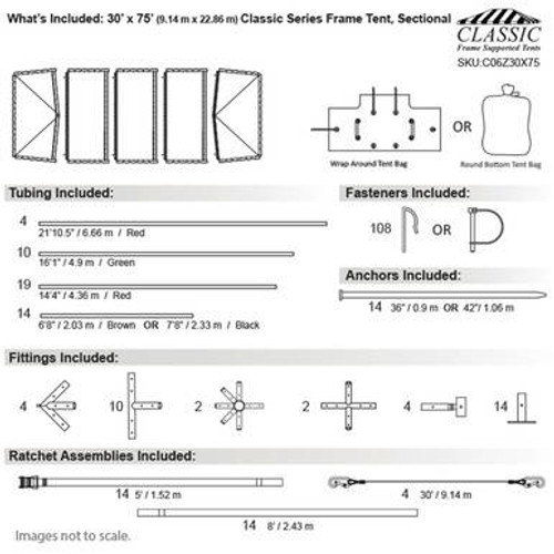 30' x 75' Classic Series Frame Tent, Sectional Tent Top, Complete 30' x 75' Classic Series Frame Tent, Sectional Tent Top, Complete