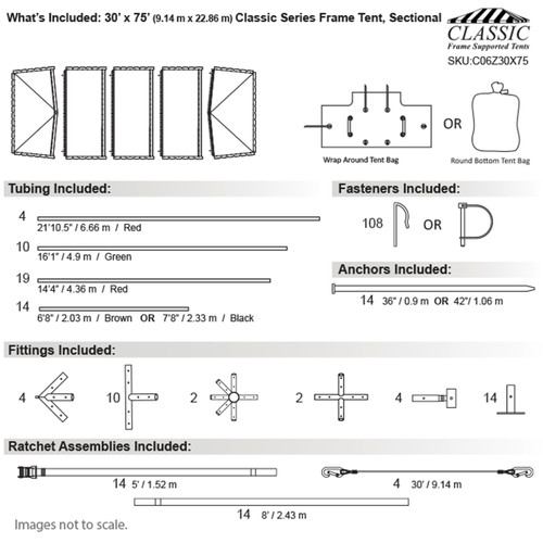 30' x 75' Classic Series Frame Tent, Sectional Tent Top, Complete