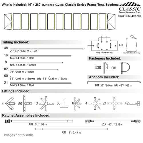 40' x 260' Classic Series Frame Tent, Sectional Tent Top, Complete
