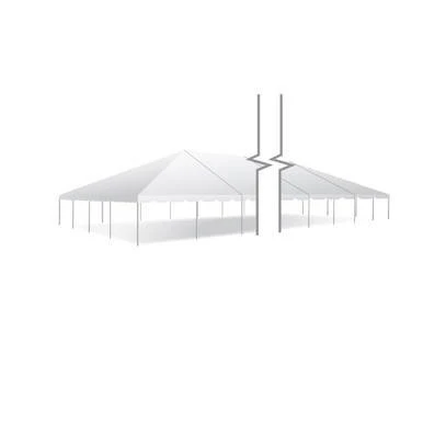 Celina Tent 40' x 300' Classic Series Frame Tent, Sectional Tent Top, Complete, architectural drawing of a large white sectional frame tent with multiple peaks and supporting poles.