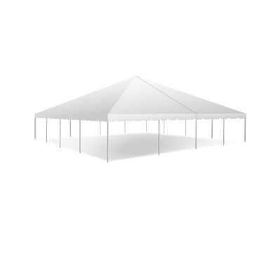 Celina Tent 40' x 40' Classic Series Frame Tent, Sectional Tent Top, Complete, white outdoor event tent with sturdy frame and sectional top design.