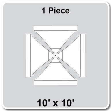 10' x 10' Fast Shade Top, White, image of a square white shade top with diagonal support structure for outdoor patio or event shading.