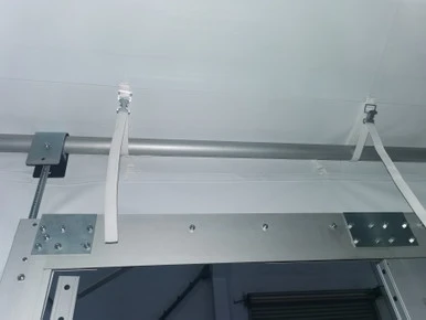 Event Double Door Aluminum, 8' - Image showing the top view of the aluminum double door frame with hinges and automatic opening mechanism.