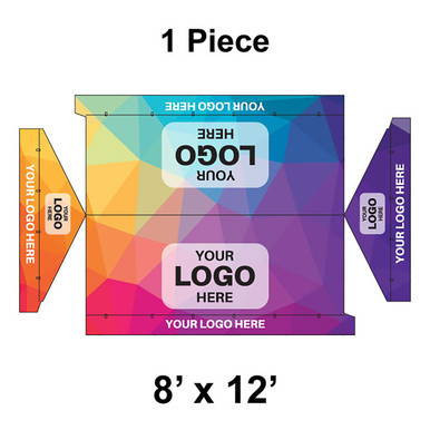 8' x 12' Gable Frame Tent, 1 Piece, 16 oz. Ratchet Top, Full Digital Print, with customizable side and roof panels for branding and advertising.