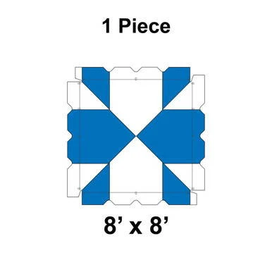 Celina 8' x 8' Classic Frame Tent, 1 Piece, 16 oz. Ratchet Top Replacement, image showing the diagram of the tent's ratchet top replacement piece in blue and white.