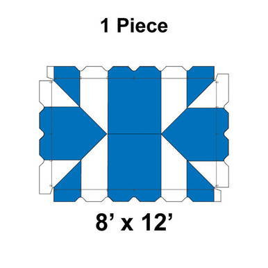 Celina 8' x 12' Classic Frame Tent, 1 Piece, 16 oz. Ratchet Top Replacement, blue and white patterned tent fabric section with geometric design.