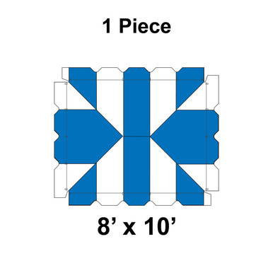 Celina 8' x 10' Classic Frame Tent, 1 Piece, 16 oz. Ratchet Top Replacement, diagram of the tent's ratchet top replacement piece in blue and white.