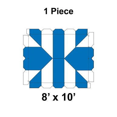 Celina 8' x 10' Classic Frame Tent, 1 Piece, 16 oz. Ratchet Top Replacement, diagram of the tent's ratchet top replacement piece in blue and white.