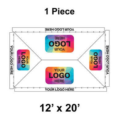 Celina 12' x 20' Classic Frame Tent, 1 Piece, 16 oz. Ratchet Top Replacement, illustration of tent frame and logo placement