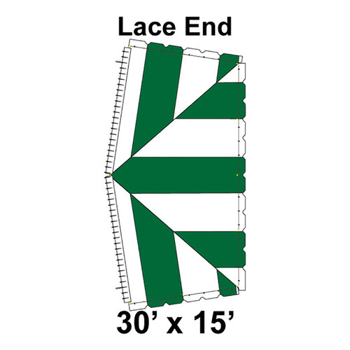30' x 15' Classic Pole Tent Lace End, 16 oz. Ratchet Top, White and Forest Green 30' x 15' Classic Pole Tent Lace End, 16 oz. Ratchet Top, White and Forest Green