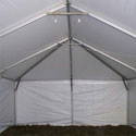 4 Point Frame Tent Cable Assembly, view of the assembled tension cables inside a large tent structure
