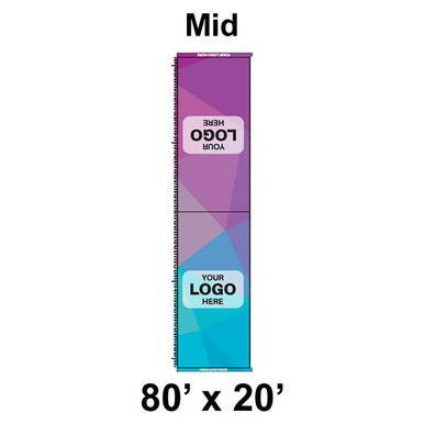 80' x 20' Classic Pole Tent Mid, 16 oz. Ratchet Top, Full Digital Print, with customizable logo area and vibrant graphics on the tent fabric.