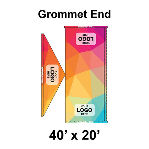 40' x 20' Gable Frame Tent Grommet End, 16 oz. Ratchet Top, Full Digital Print