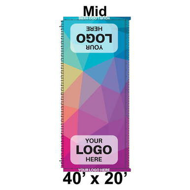 40' x 20' Classic Frame Tent Mid, 16 oz. Ratchet Top, Full Digital Print, promotional tent with customizable logo and vibrant graphic design.