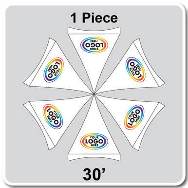 30' Logo/Valance Digital Print Only Hexagon Pinnacle Series Cross Cable Tent, a printed fabric piece with a customizable logo design for event branding.