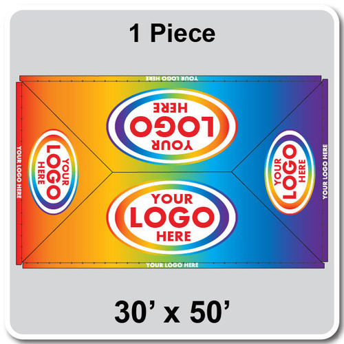 30' x 50' Classic Pole Tent, 1 Piece, 16 oz. Ratchet Top, Full Digital Print 30' x 50' Classic Pole Tent, 1 Piece, 16 oz. Ratchet Top, Full Digital Print