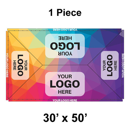 30' x 50' Classic Frame Tent, 1 Piece, 16 oz. Ratchet Top, Full Digital Print 30' x 50' Classic Frame Tent, 1 Piece, 16 oz. Ratchet Top, Full Digital Print