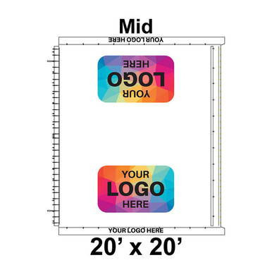 20' x 20' Classic Pole Tent Mid, Ratchet Top, Logo/Valance Digital Print Only, with custom logo and valance design layout