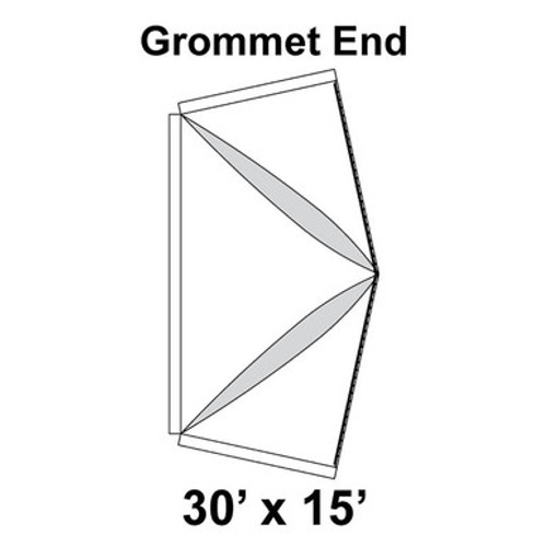 30' x 15' Premiere I High Peak Tent Grommet End, 16 oz. Ratchet Top, Solid White 30' x 15' Premiere I High Peak Tent Grommet End, 16 oz. Ratchet Top, Solid White