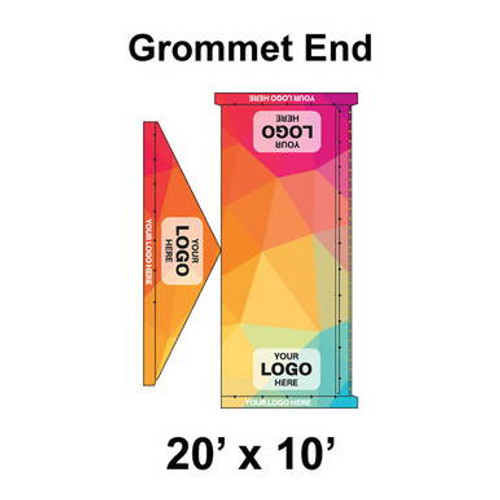 20' x 10' Gable Tent Grommet End, 16 oz. Ratchet Top, Full Digital Print