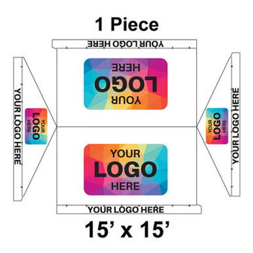 15' x 15' Gable Frame Tent, 1 Piece, 16 oz. Ratchet Top, Full Digital Print