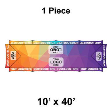 10' x 40' Master Series Frame Tent, 1 Piece, 16 oz. Ratchet Top, full digital print with customizable logo and vibrant colors