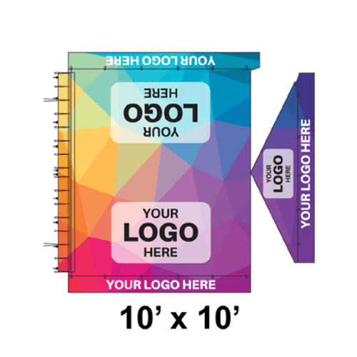 10' x 10' Gable Frame Tent Lace End, 16 oz. Ratchet Top, Full Digital Print