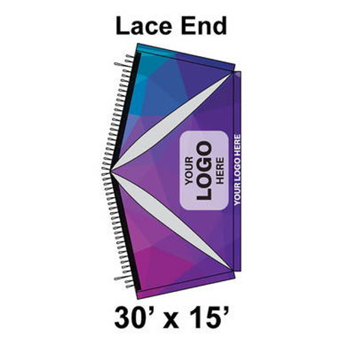 30' x 15' Premiere I High Peak Tent Lace End, 16 oz. Ratchet Top, Full Digital Print