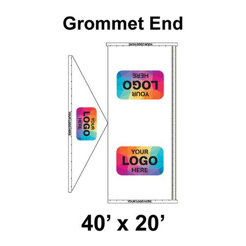 40' x 20' Gable Frame Tent Grommet End, 16 oz. Ratchet Top, Logo/Valance Print Only