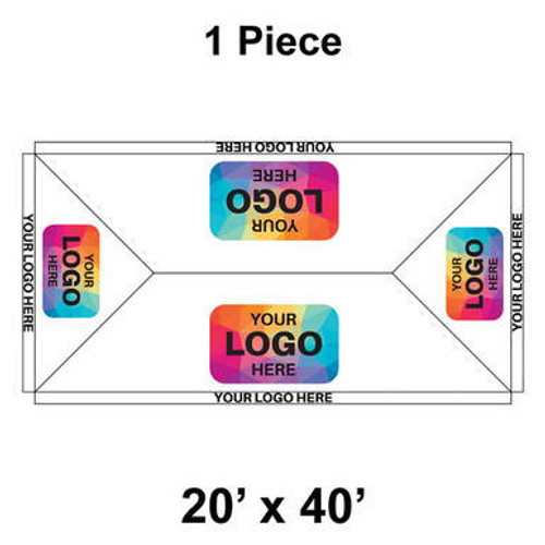 20' x 40' Premiere I High Peak Tent, 1 Piece, 16 oz. Ratchet Top, Logo/Valance Print Only