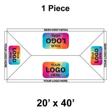 20' x 40' Premiere High Peak Tent, 1 Piece with ratchet top, featuring logo/valance print only