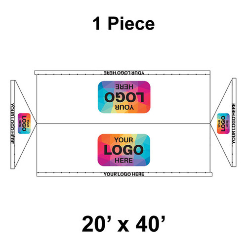 20' x 40' Gable Frame Tent, 1 Piece, 16 oz. Ratchet Top, Logo/Valance Print Only