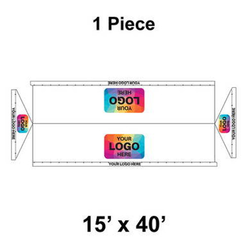 15' x 40' Gable Frame Tent, 1 Piece, 16 oz. Ratchet Top, Logo/Valance Print Only
