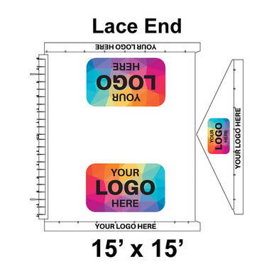 15' x 15' Gable Frame Tent Lace End, 16 oz. Ratchet Top, Logo/Valance Print Only